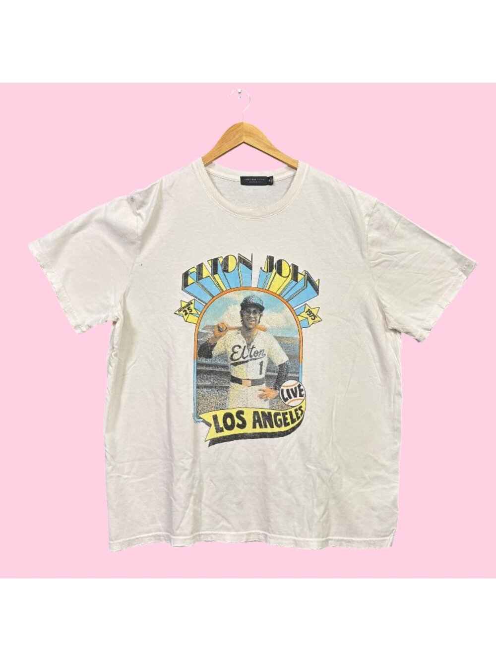 Junk Food Clothing x Elton John Rocket Man Live Los Angeles 1975 Rock Tee XXL